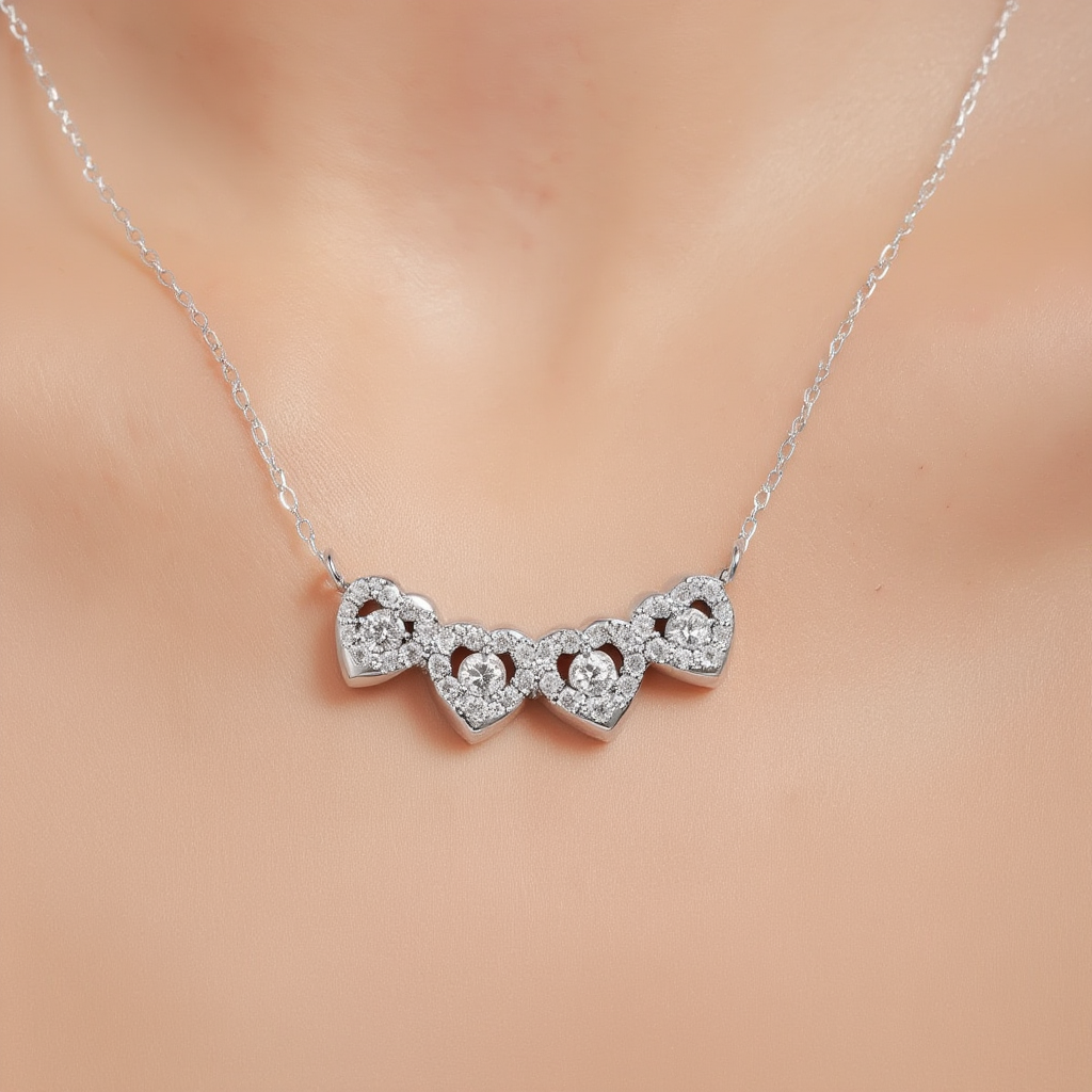 Clover Heart Necklace – Four Leaf Flower Design Elegant Jewelry for Women