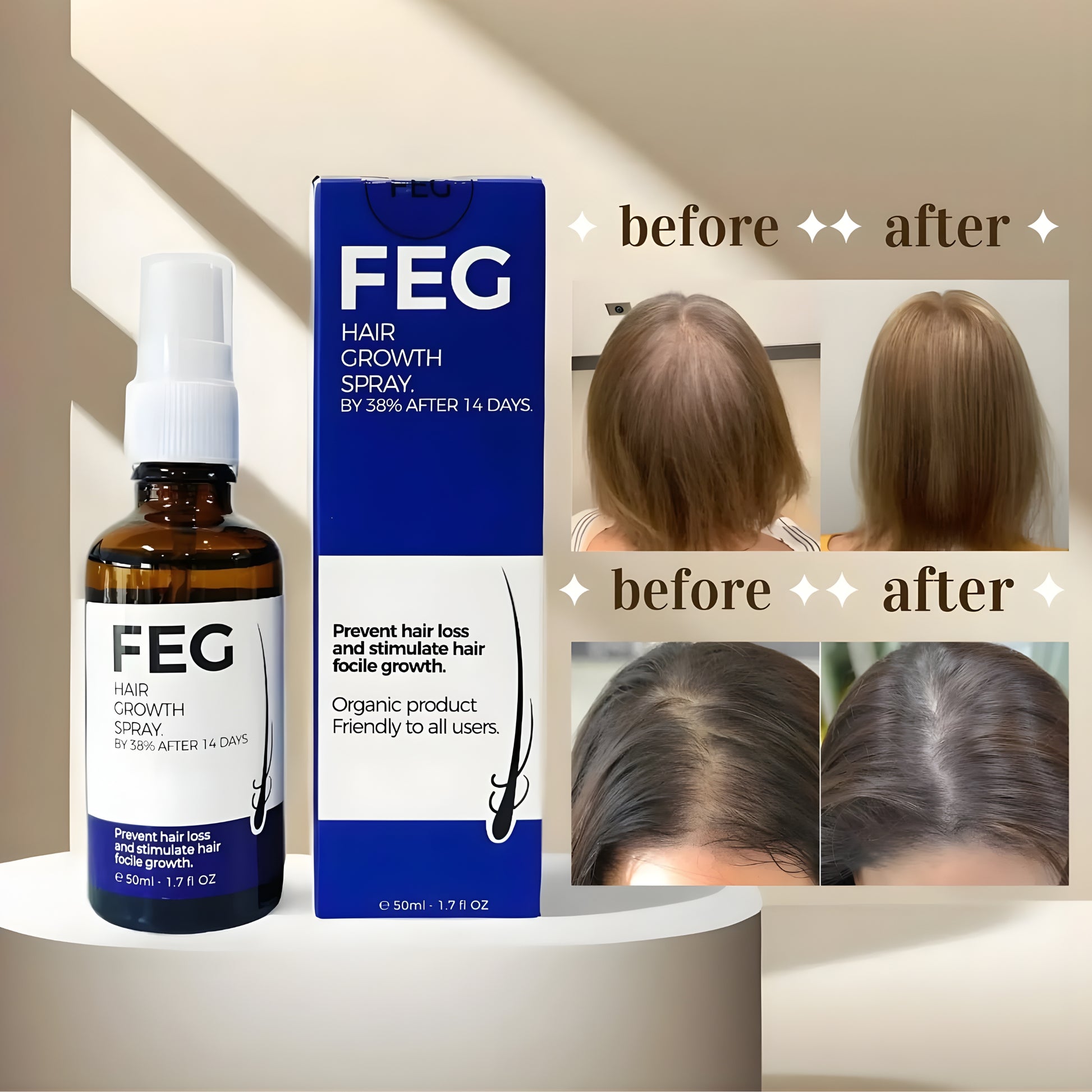 FEG Plus Hair Regrowth Spray – Anti Hair Loss & Patchy Beard Solution