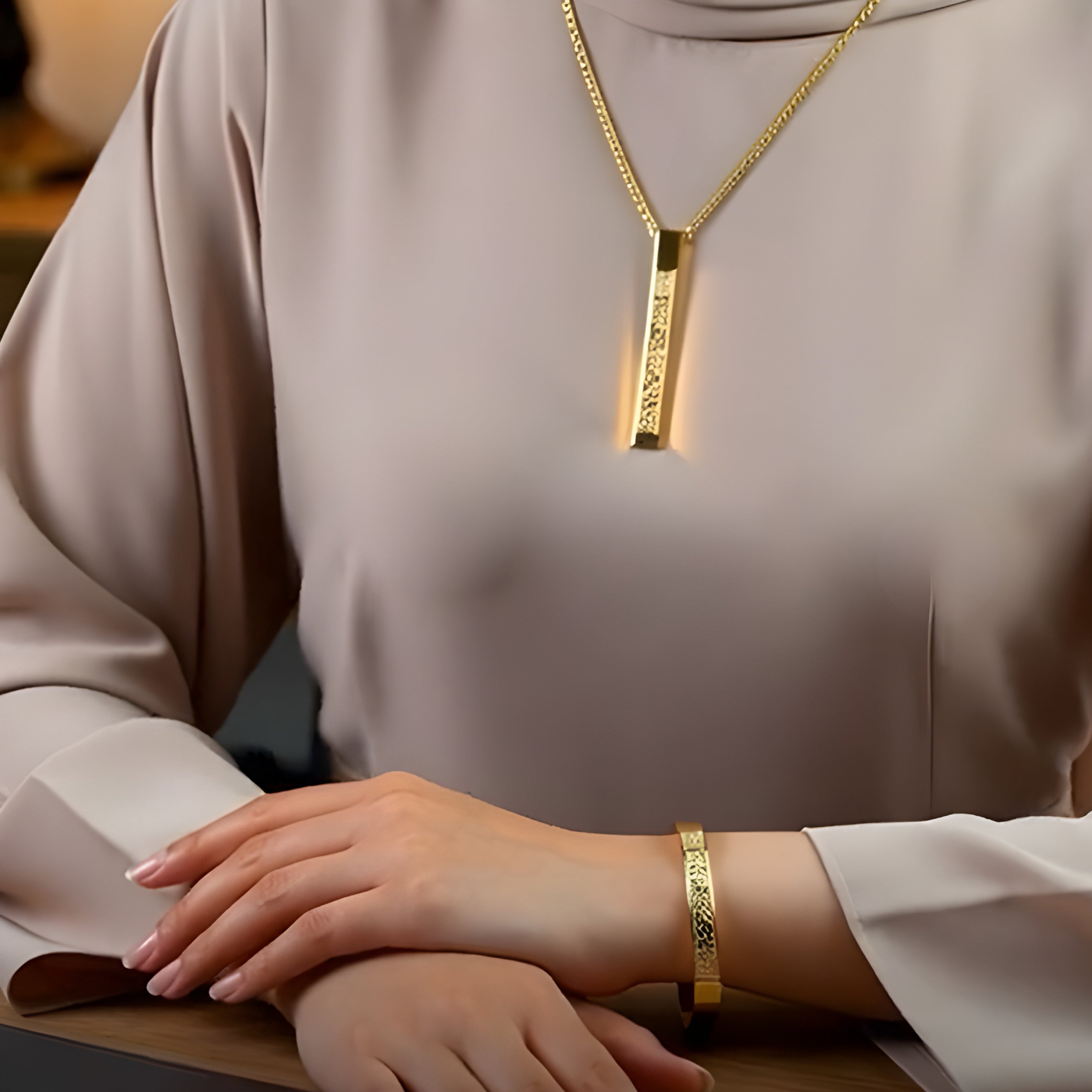 Buy 1 Get 1 Free - Ayatul Kursi Jewelry Set | Bracelet & Bar Necklace