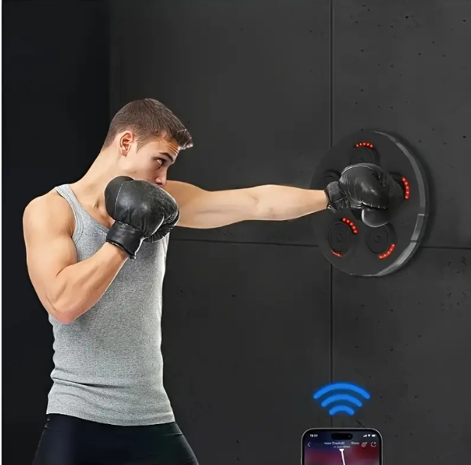 Man practicing boxing on intelligent wall mounted machine - Souq Deals