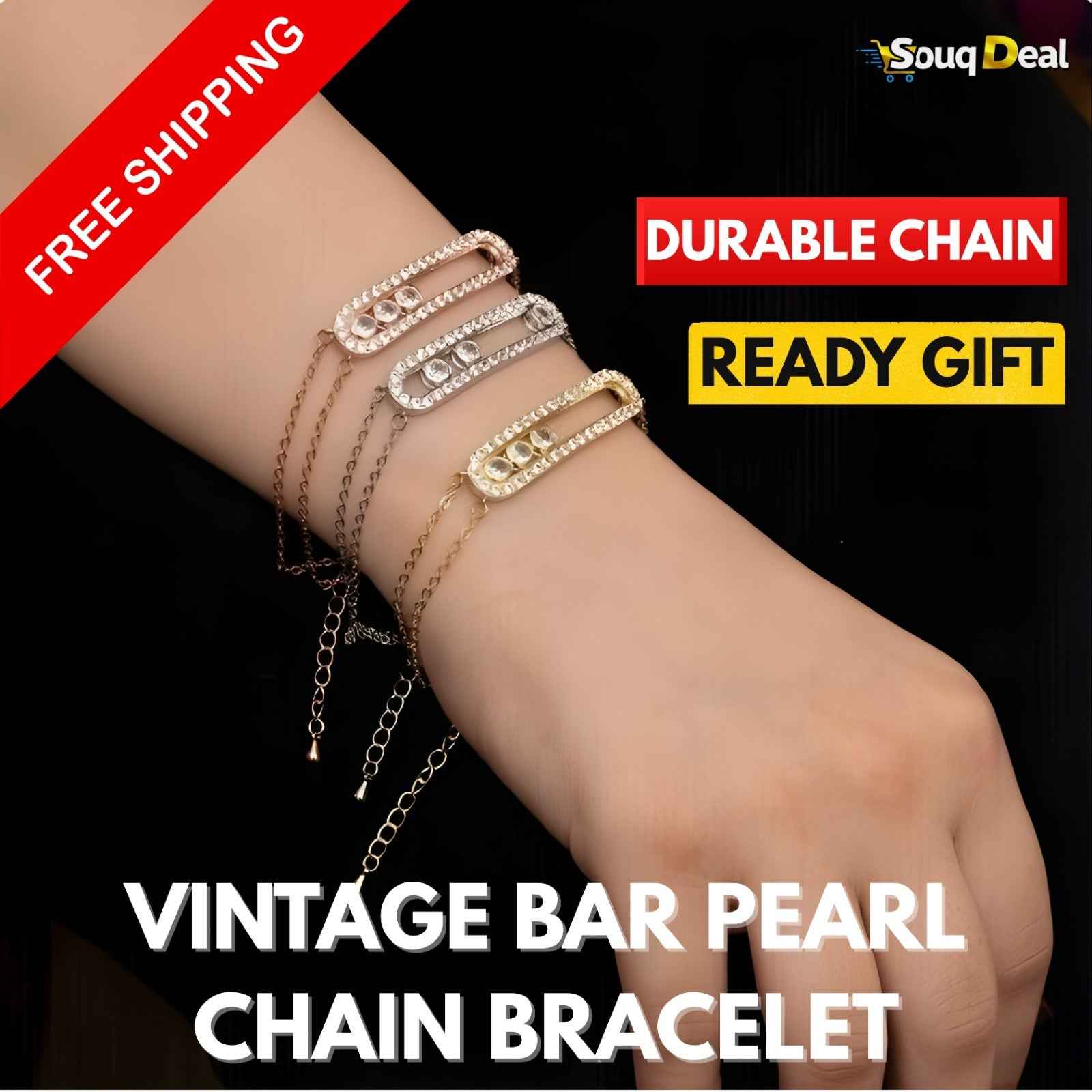 Vintage Bar Pearl Bracelet – Elegant Women’s Chain Jewelry