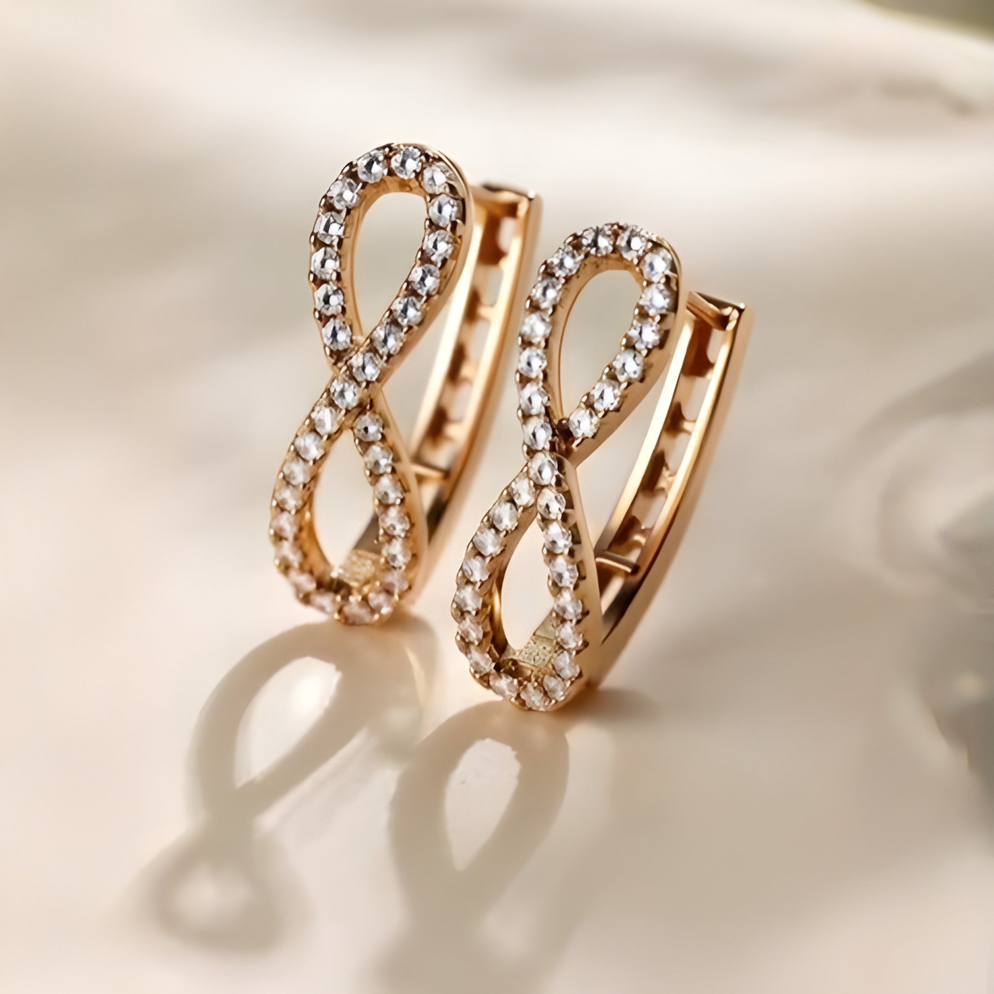 Gold Plated Cubic Earrings – Elegant Infinity Design for Women