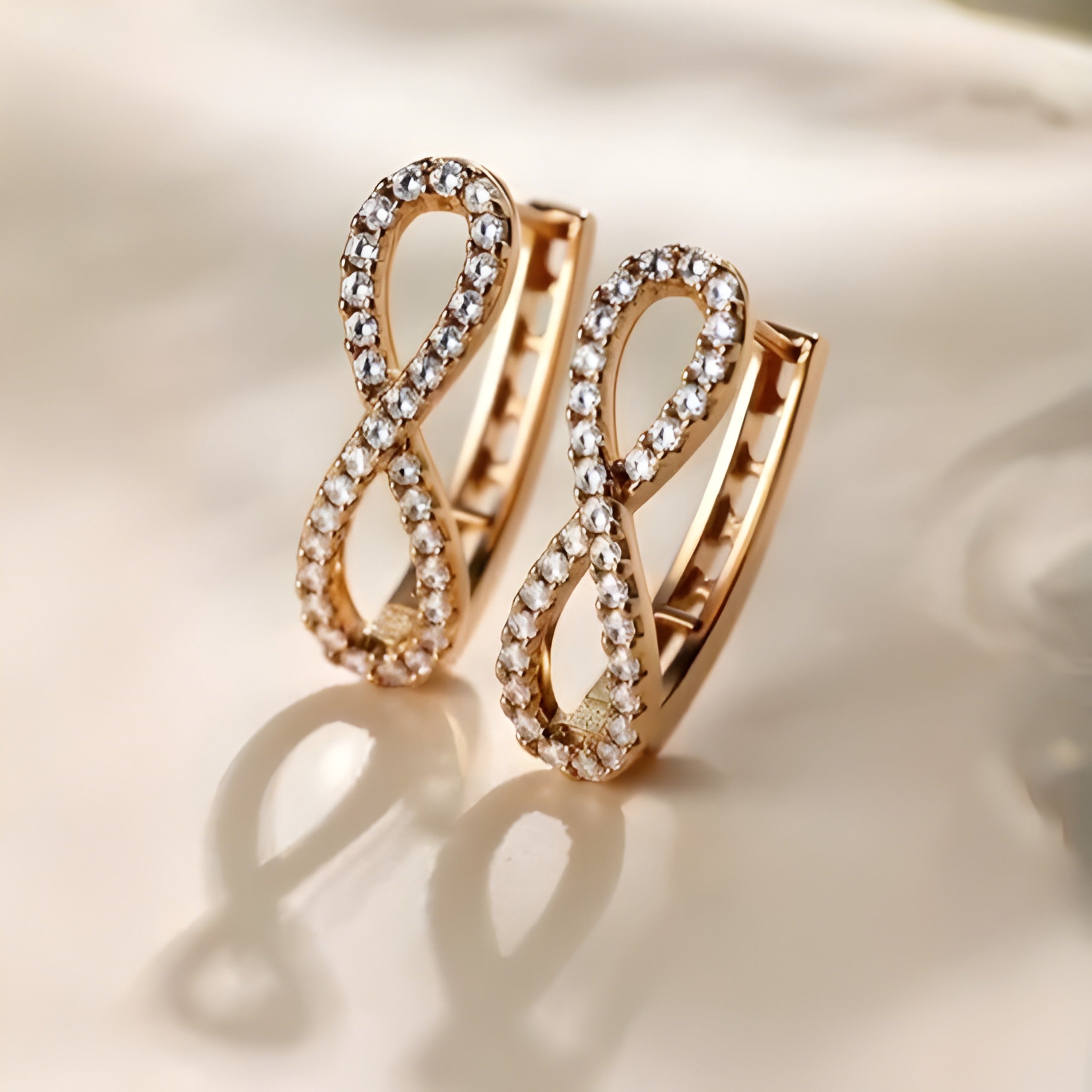 Gold Plated Cubic Earrings – Elegant Infinity Design for Women