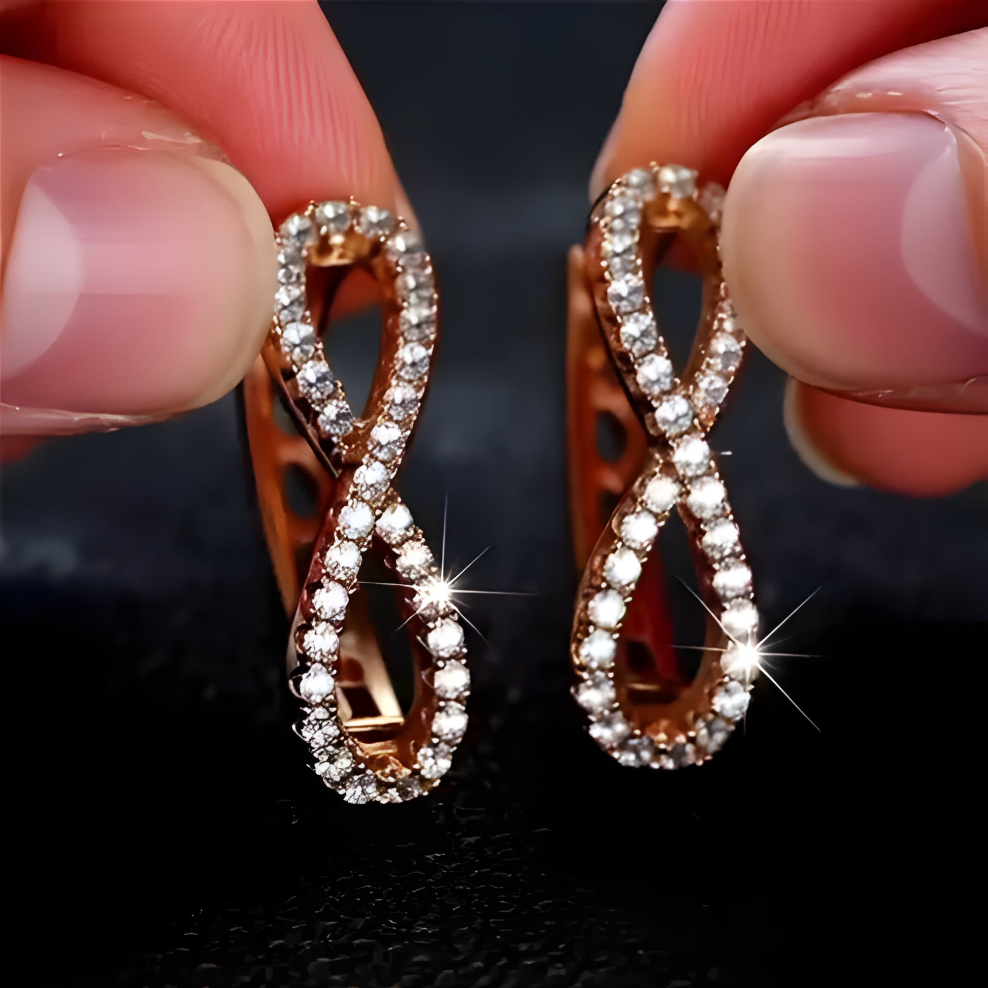Gold Plated Cubic Earrings – Elegant Infinity Design for Women