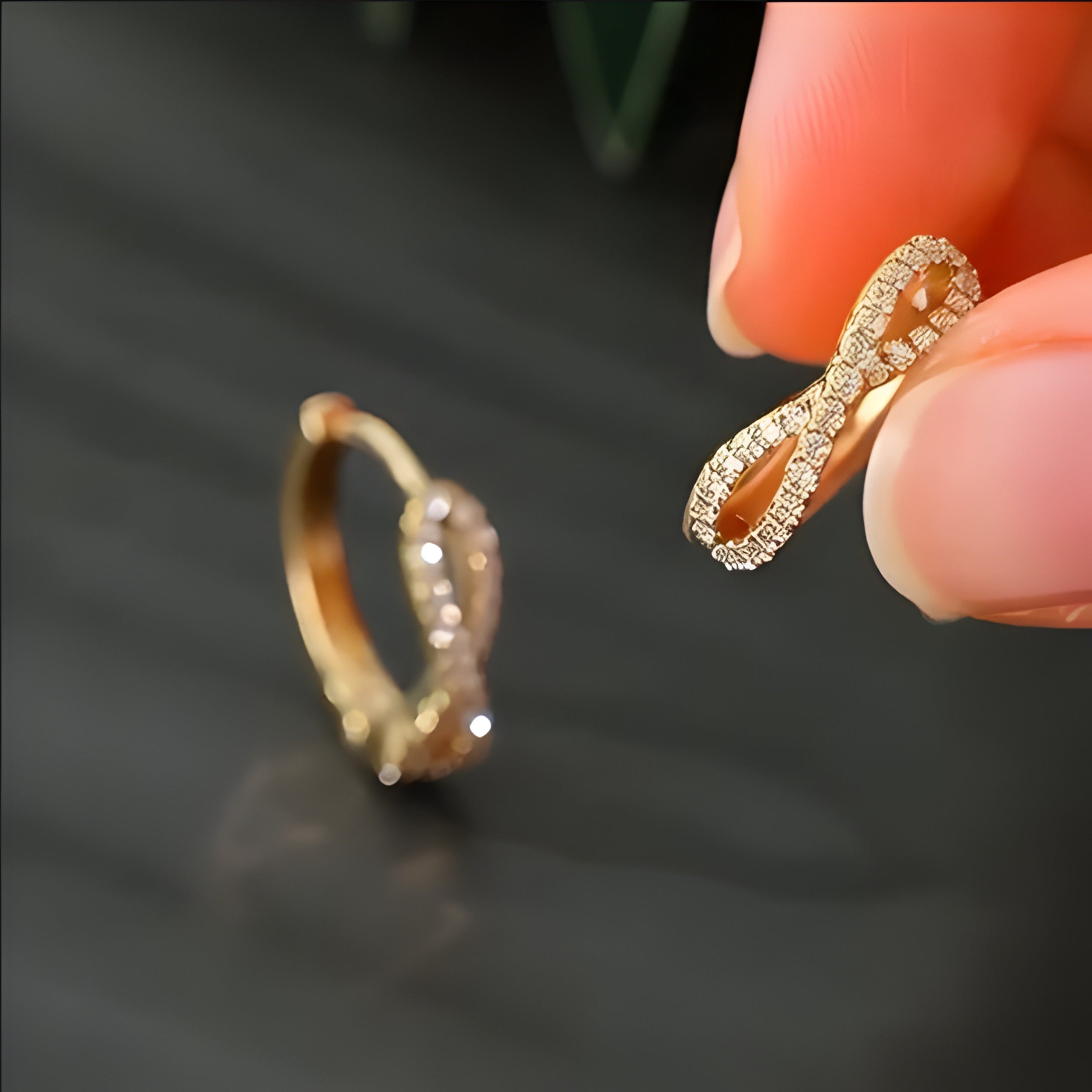 Gold Plated Cubic Earrings – Elegant Infinity Design for Women
