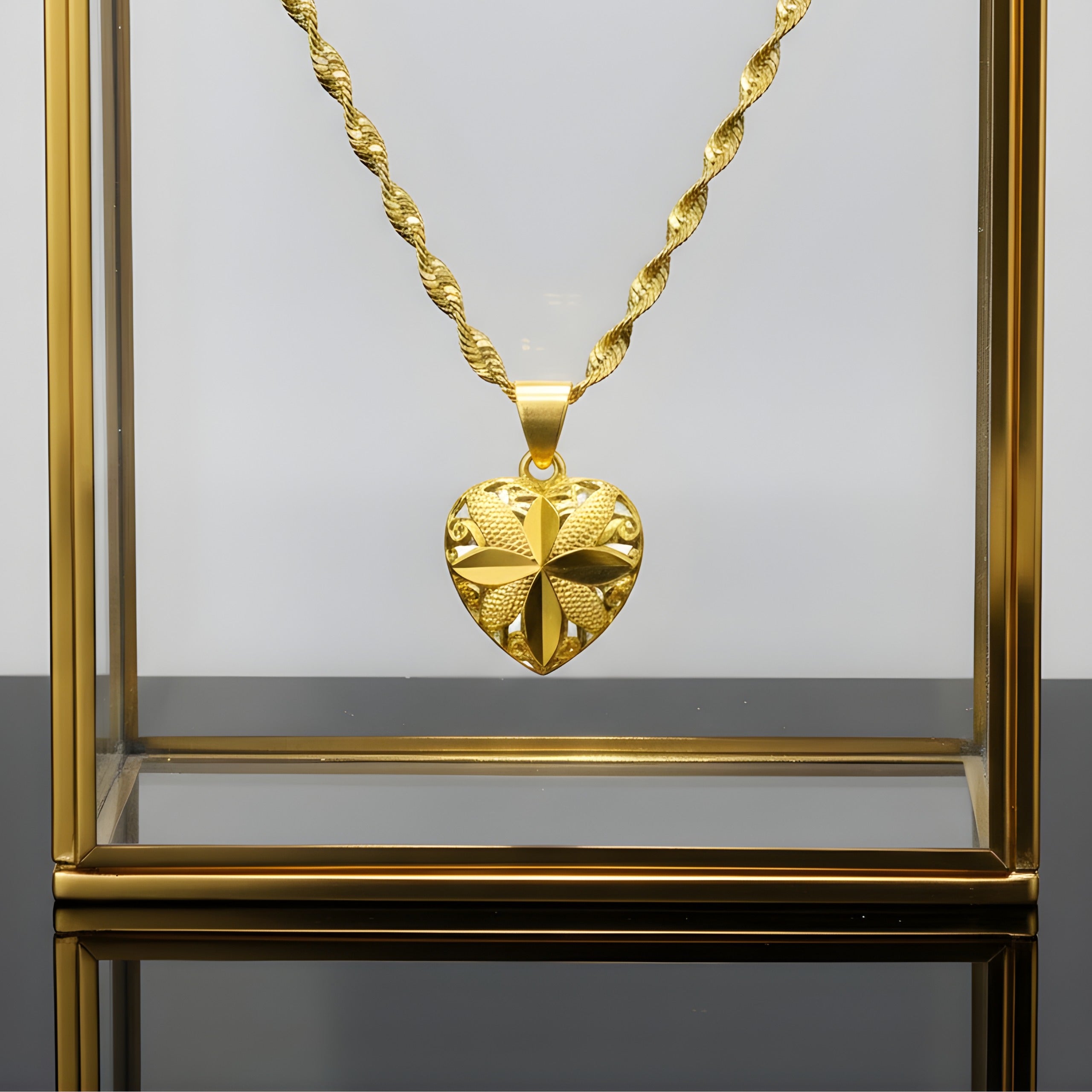 Heart Shaped Memorial Necklace – Premium Gold Finish Jewelry for Women