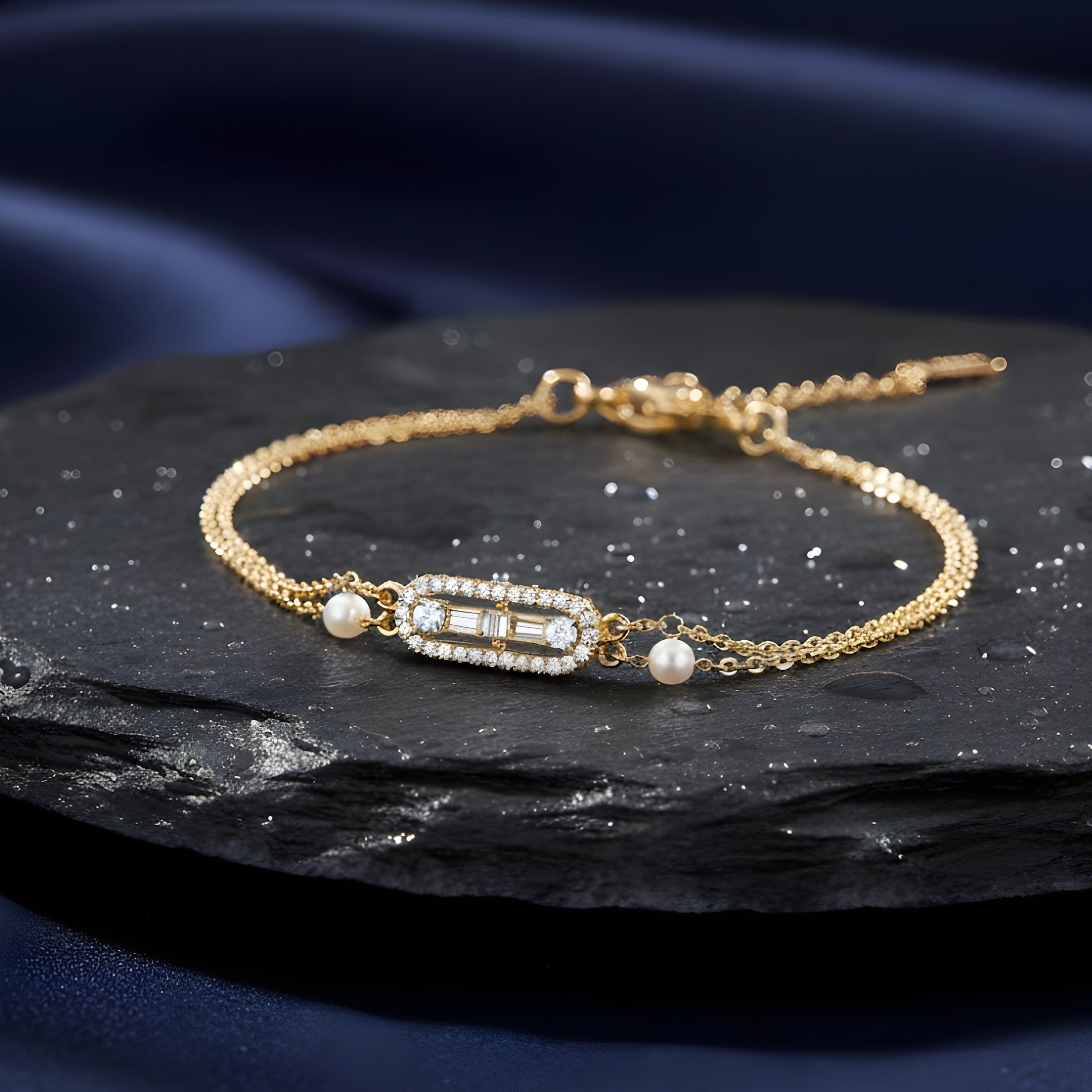 Vintage Bar Pearl Bracelet – Elegant Women’s Chain Jewelry