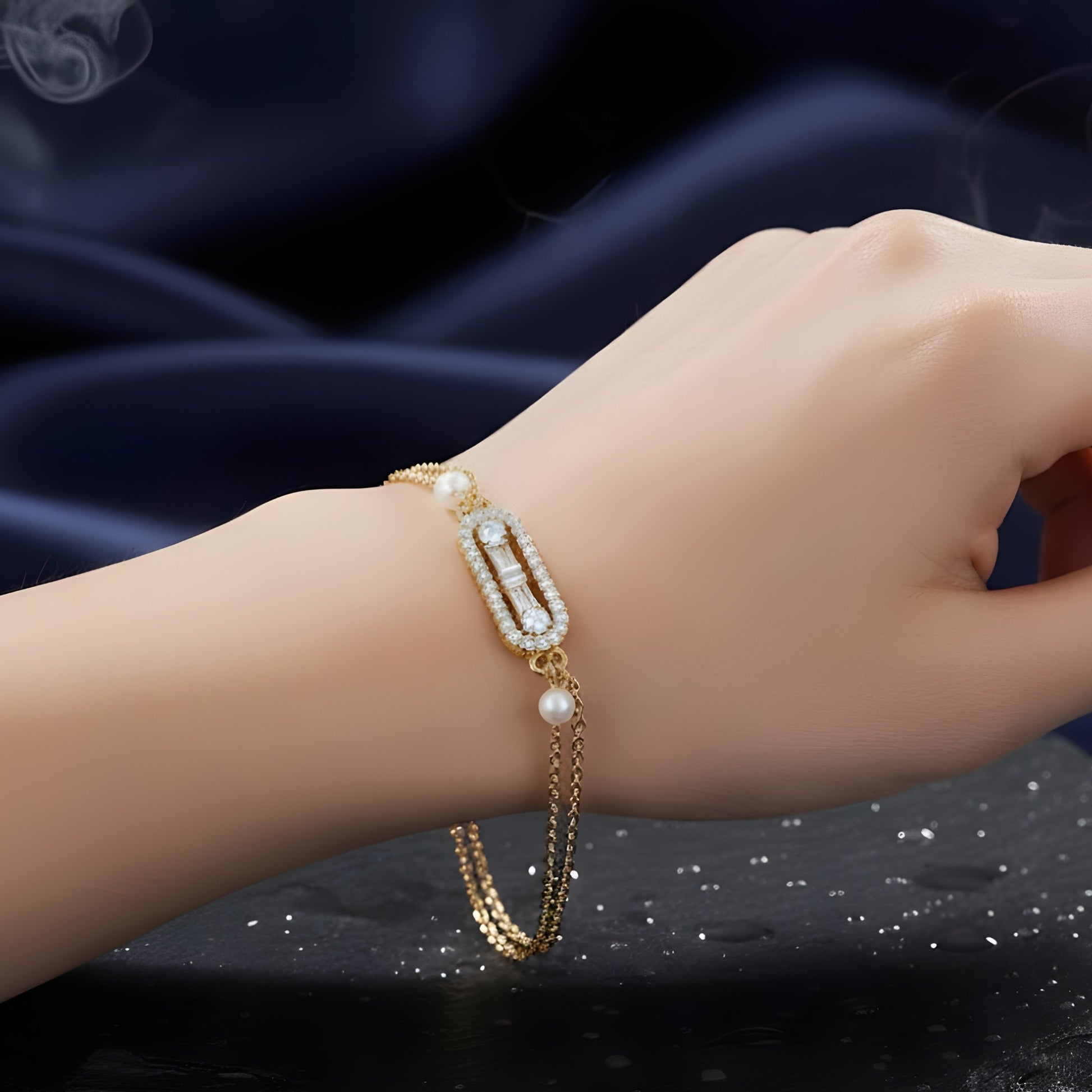 Vintage Bar Pearl Bracelet – Elegant Women’s Chain Jewelry