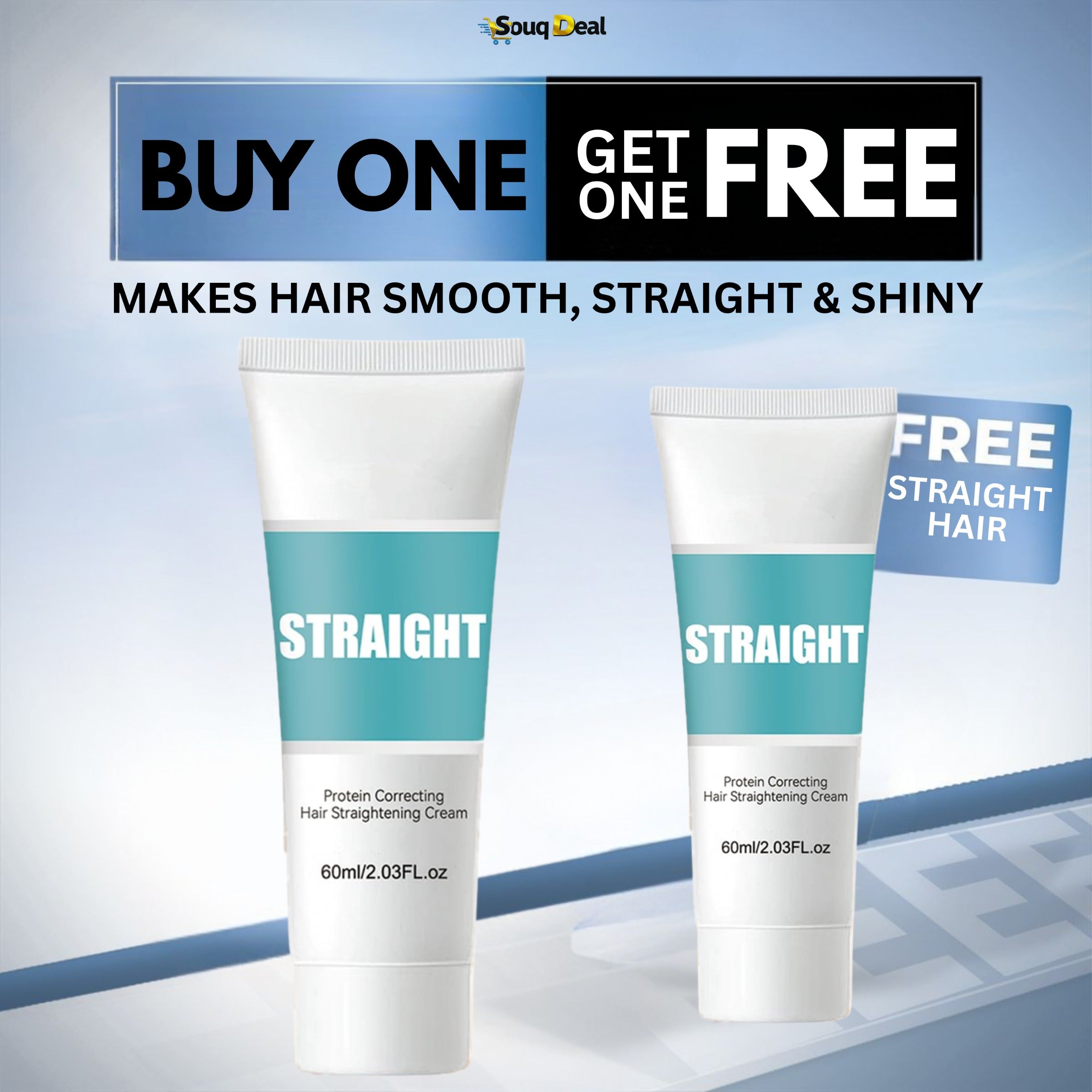 Buy 1 Get 1 FREE  Protein Hair Straightening Cream – Gentle Damage-Repair & Smoothing Formula 60ml