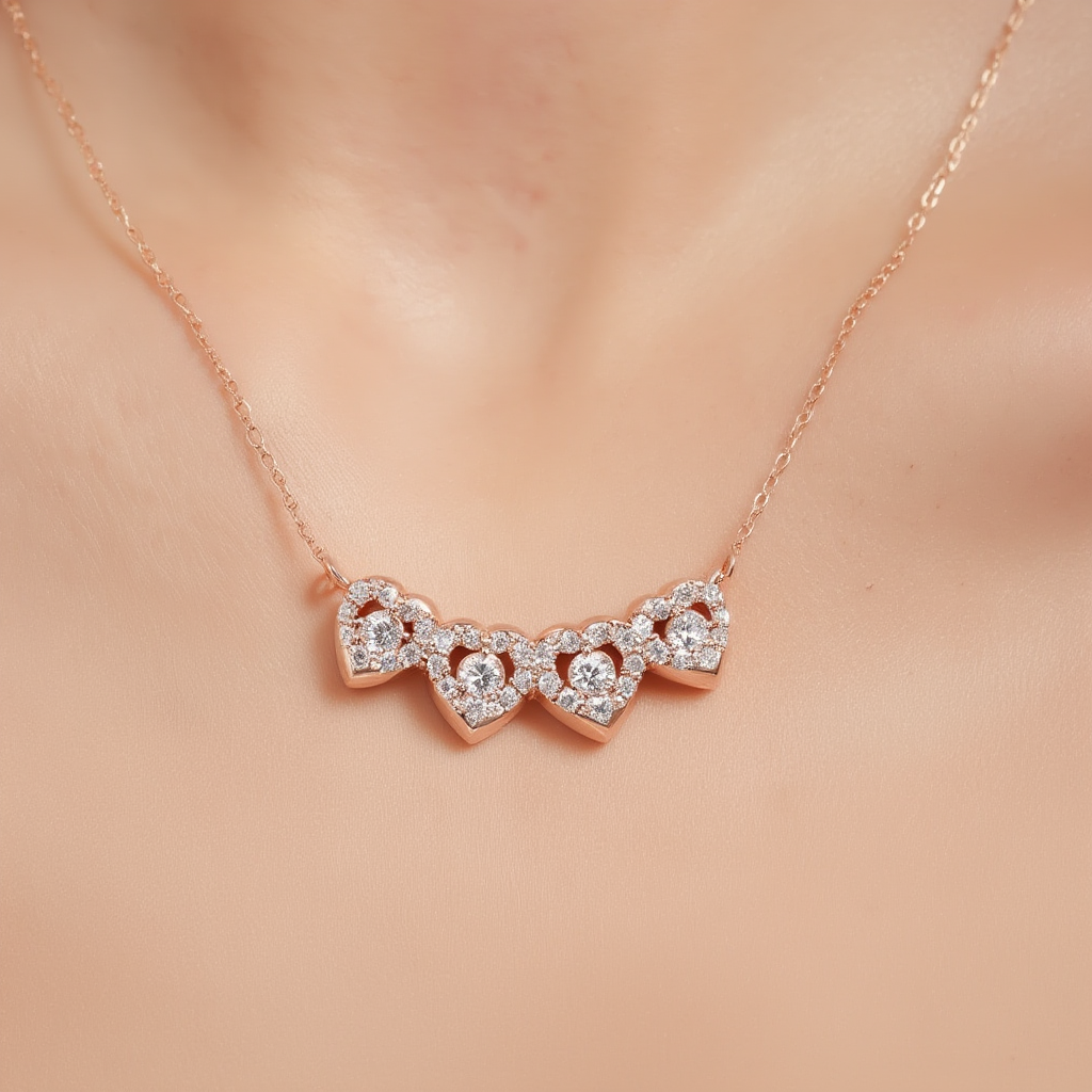 Clover Heart Necklace – Four Leaf Flower Design Elegant Jewelry for Women