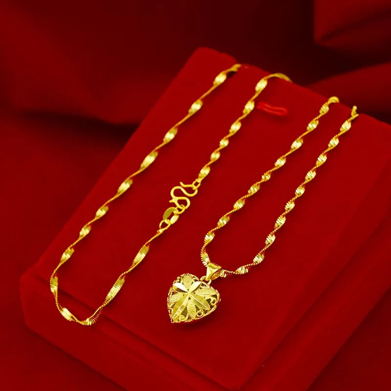 Heart Shaped Memorial Necklace – Premium Gold Finish Jewelry for Women
