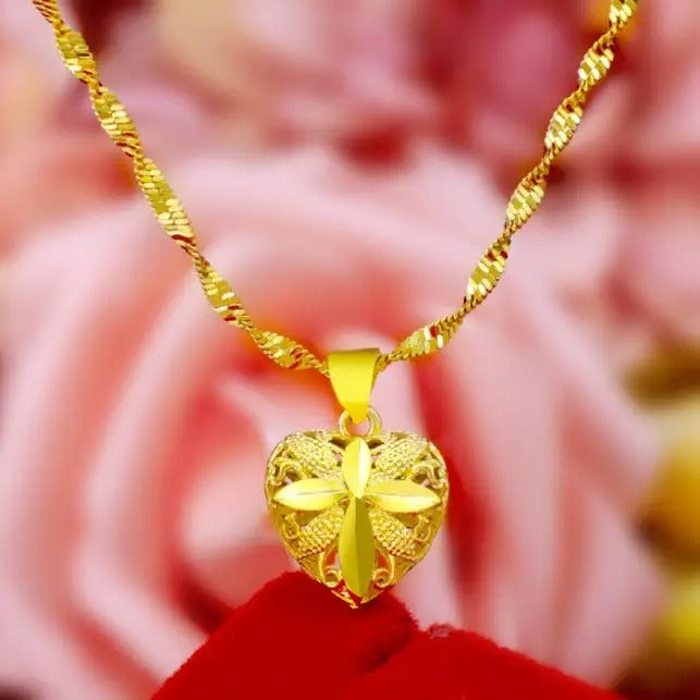 Heart Shaped Memorial Necklace – Premium Gold Finish Jewelry for Women